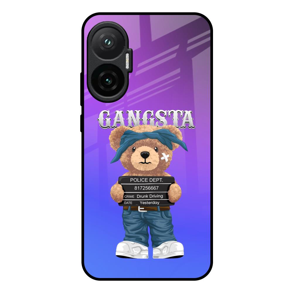 Gangsta Bear Poco F7 5G Glass Back Cover Online