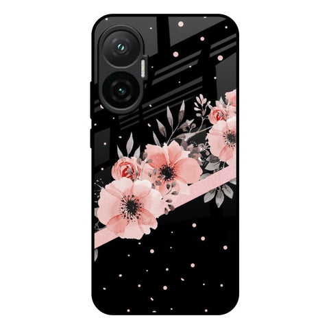 Floral Black Band Poco F7 5G Glass Back Cover Online