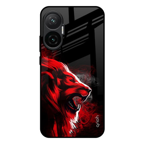 Red Angry Lion Poco F7 5G Glass Back Cover Online