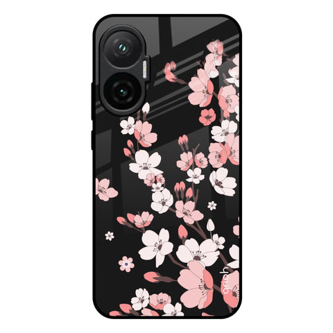 Black Cherry Blossom Poco F7 5G Glass Back Cover Online