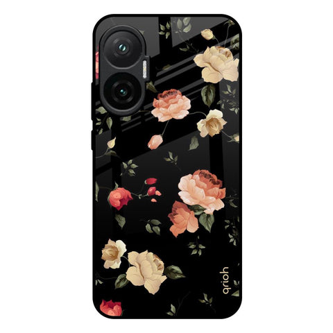 Black Spring Floral Poco F7 5G Glass Back Cover Online