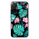 Tropical Leaves & Pink Flowers Poco F7 5G Glass Back Cover Online