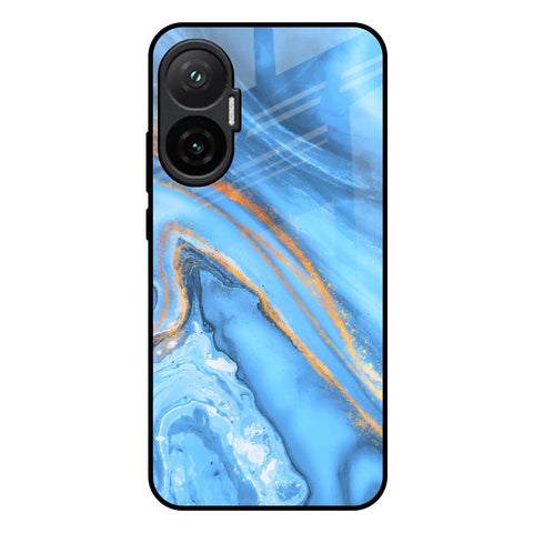 Vibrant Blue Marble Poco F7 5G Glass Back Cover Online