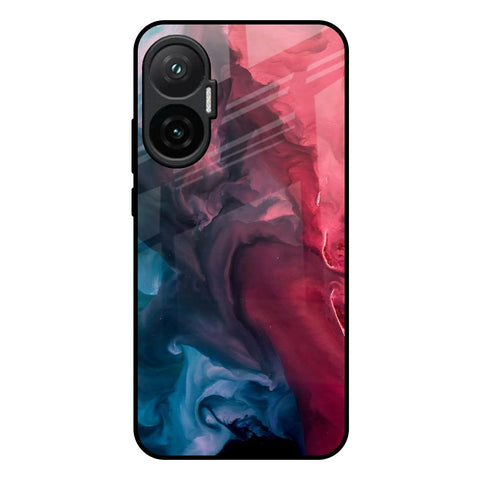 Blue & Red Smoke Poco F7 5G Glass Back Cover Online