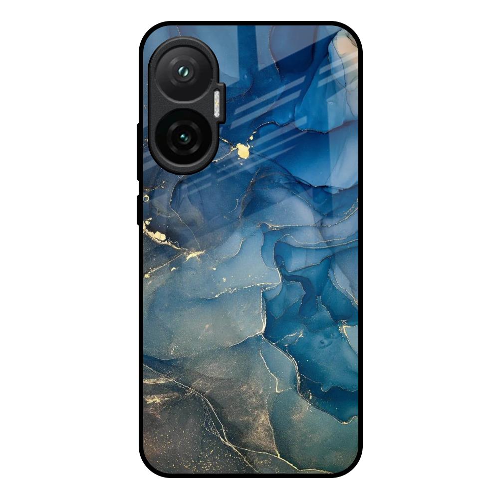 Blue Cool Marble Poco F7 5G Glass Back Cover Online