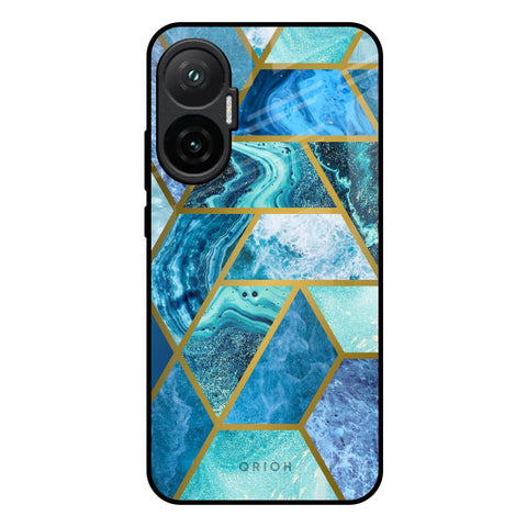 Turquoise Geometrical Marble Poco F7 5G Glass Back Cover Online