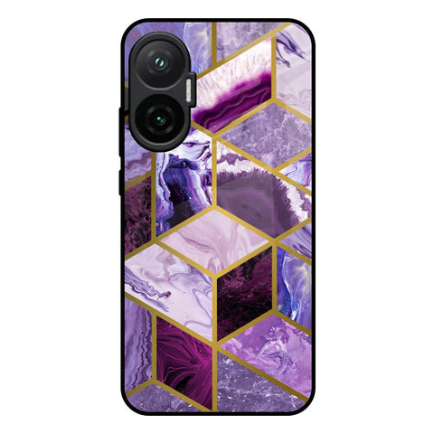 Purple Rhombus Marble Poco F7 5G Glass Back Cover Online