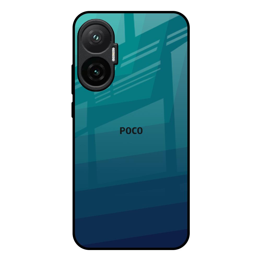 Green Triangle Pattern Poco F7 5G Glass Back Cover Online