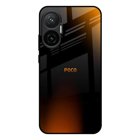 Orange Black Fusion Poco F7 5G Glass Back Cover Online