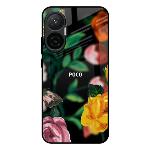 Flowers & Butterfly Poco F7 5G Glass Back Cover Online