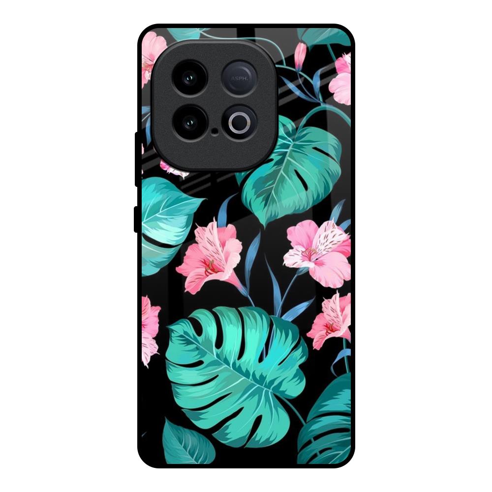 Tropical Leaves & Pink Flowers iQOO Neo 10 5G Glass Back Cover Online