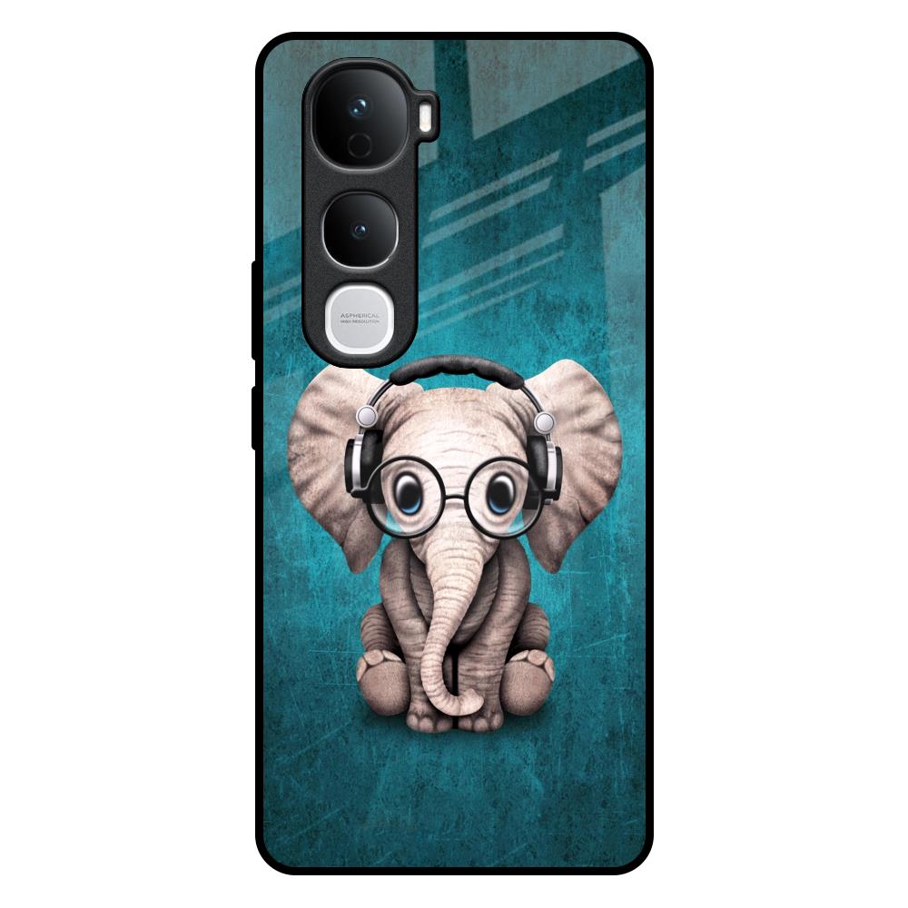 Adorable Baby Elephant Vivo Y400 Pro 5G Glass Back Cover Online