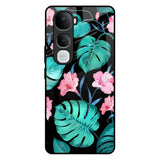 Tropical Leaves & Pink Flowers Vivo Y400 Pro 5G Glass Back Cover Online