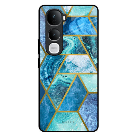 Turquoise Geometrical Marble Vivo Y400 Pro 5G Glass Back Cover Online