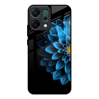 Half Blue Flower Oppo Reno14 pro 5G Glass Back Cover Online