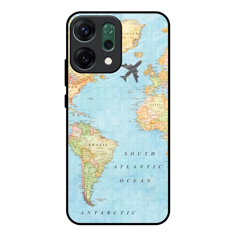 Travel Map Oppo Reno14 pro 5G Glass Back Cover Online