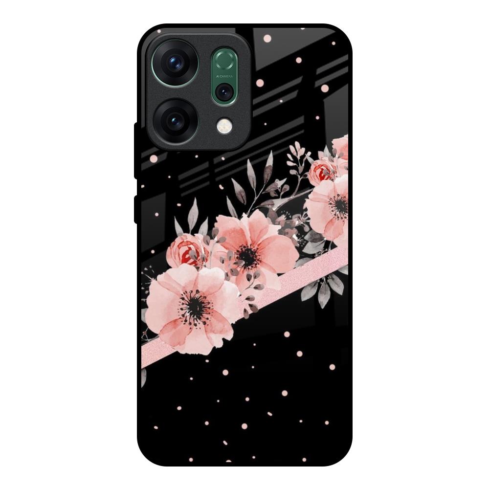 Floral Black Band Oppo Reno14 pro 5G Glass Back Cover Online