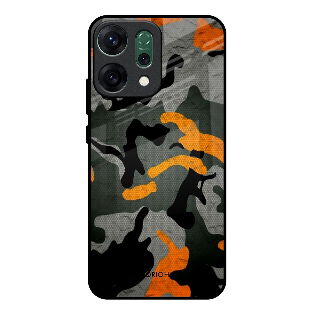 Camouflage Orange Oppo Reno14 pro 5G Glass Back Cover Online