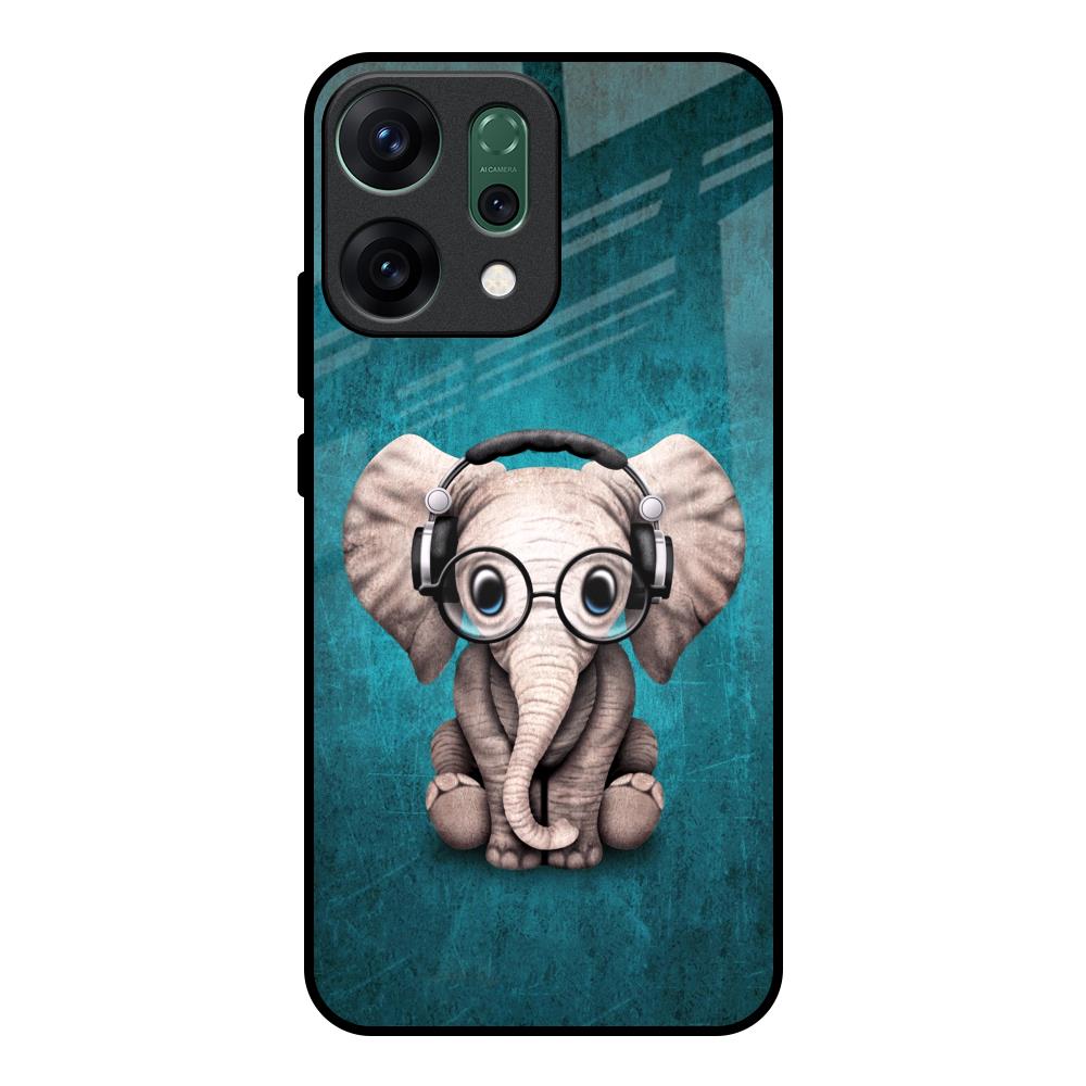 Adorable Baby Elephant Oppo Reno14 pro 5G Glass Back Cover Online