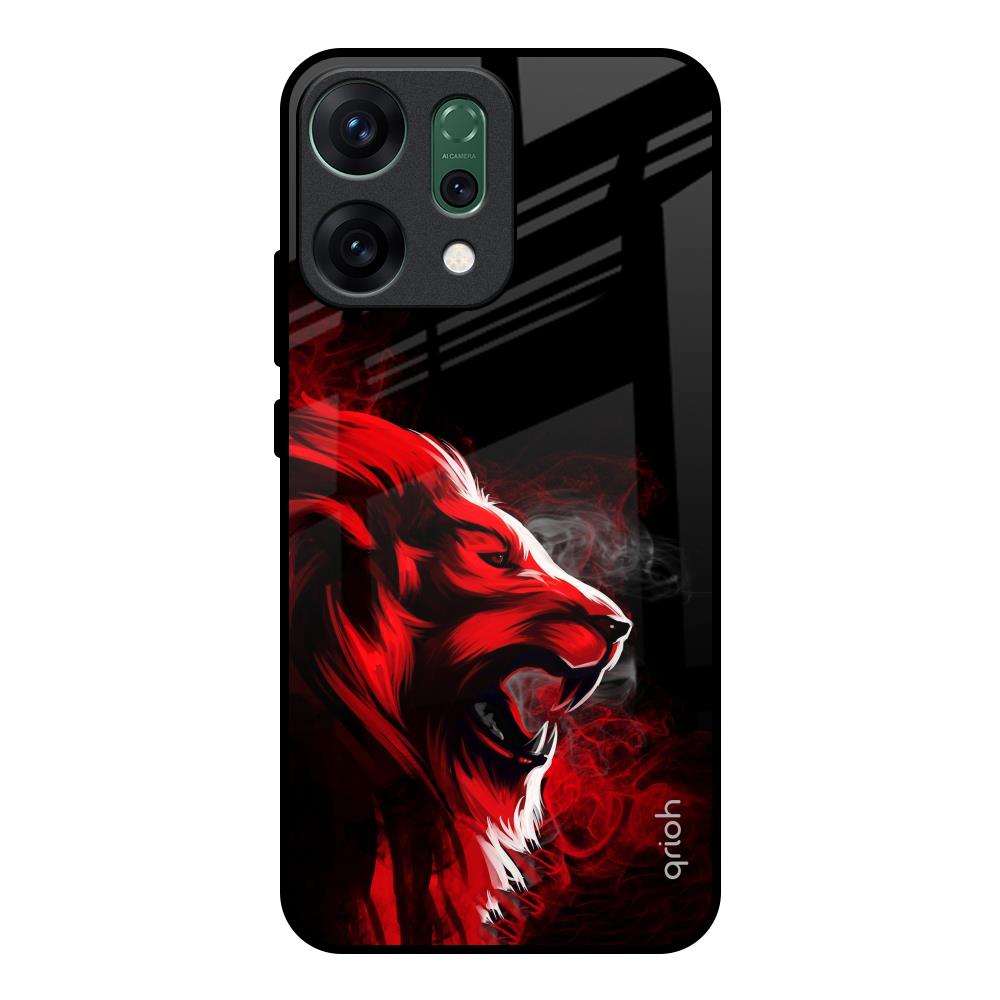 Red Angry Lion Oppo Reno14 pro 5G Glass Back Cover Online