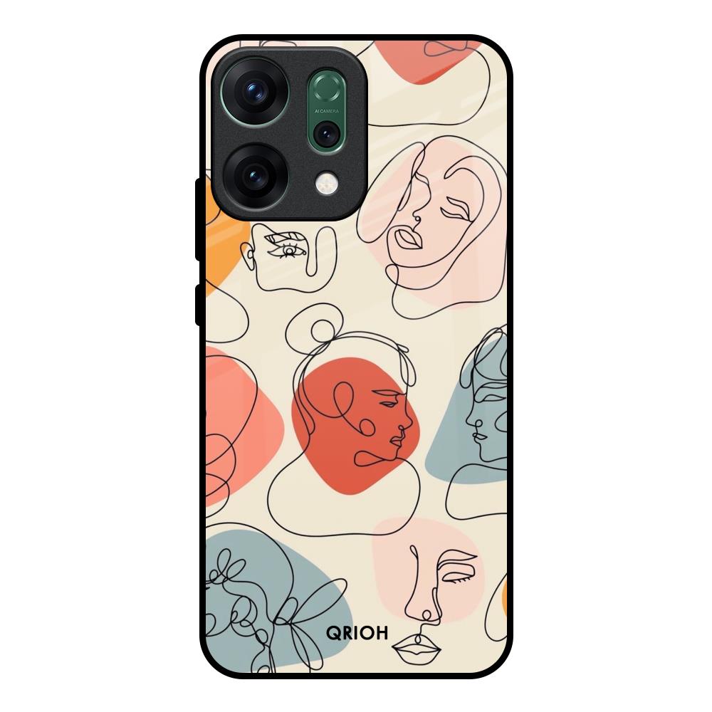 Abstract Faces Oppo Reno14 pro 5G Glass Back Cover Online
