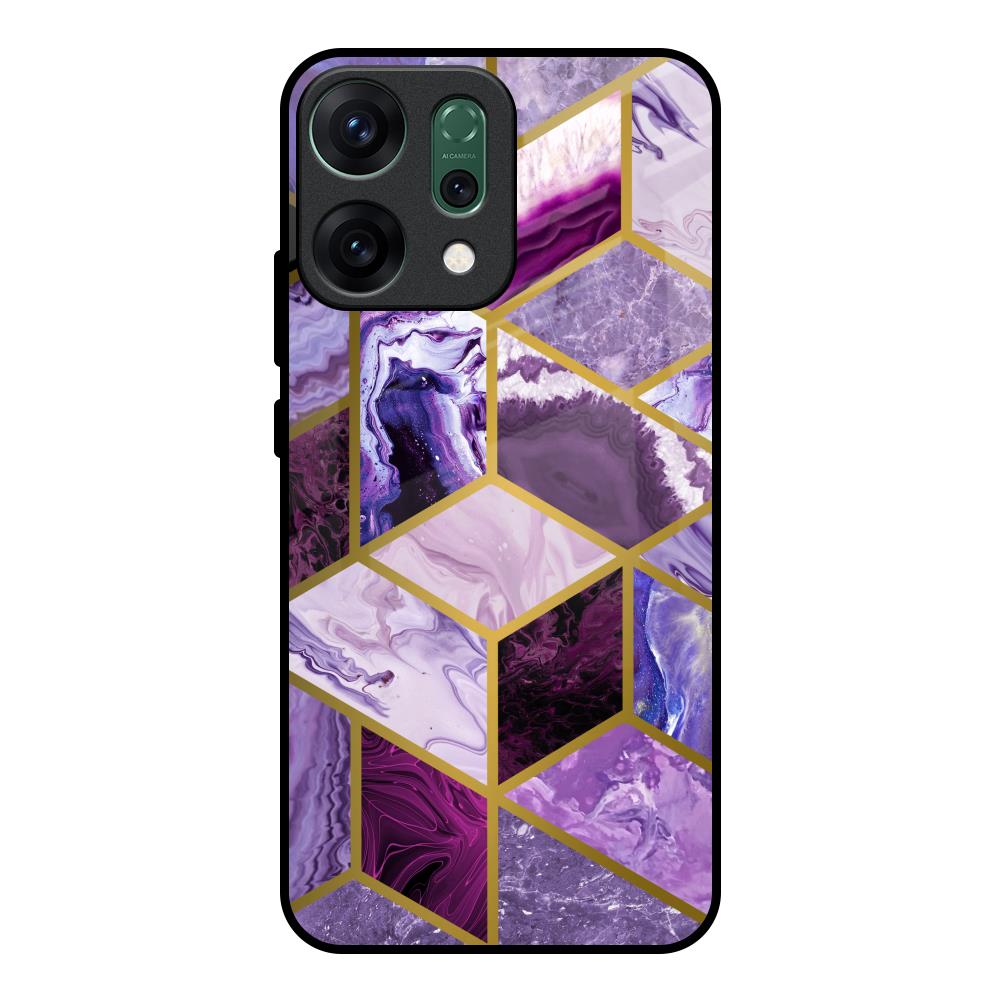 Purple Rhombus Marble Oppo Reno14 pro 5G Glass Back Cover Online