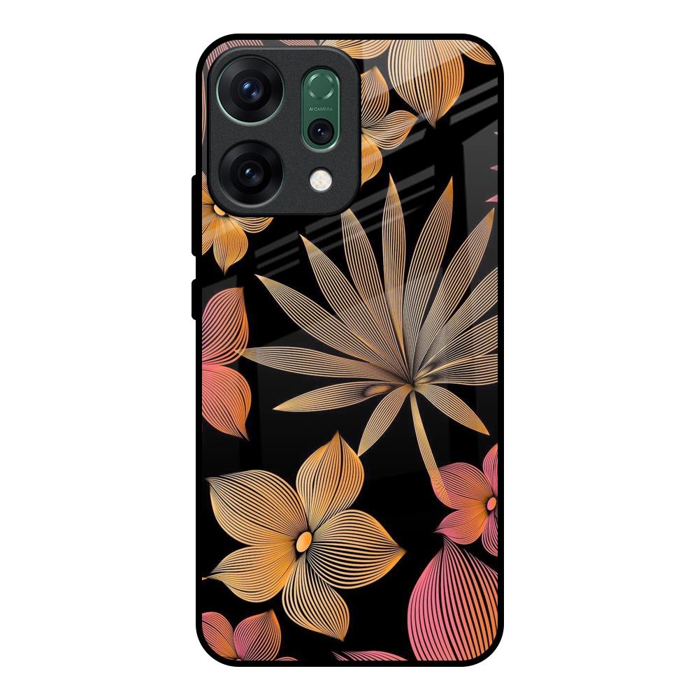 Lines Pattern Flowers Oppo Reno14 pro 5G Glass Back Cover Online