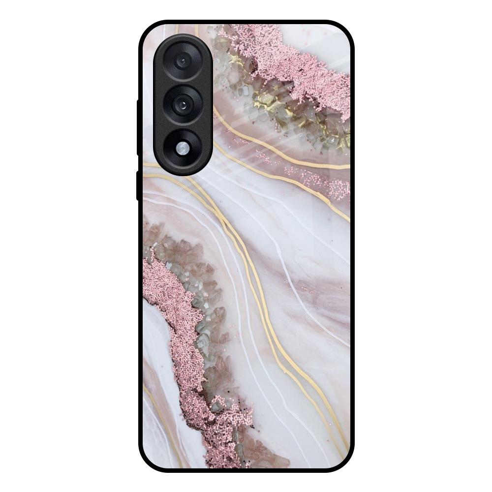 Pink & Gold Gllitter Marble OnePlus Nord 5 5G Glass Back Cover Online