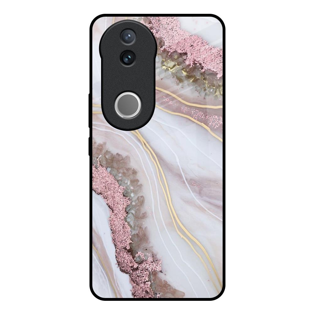 Pink & Gold Gllitter Marble IQOO Z10R 5G Glass Back Cover Online
