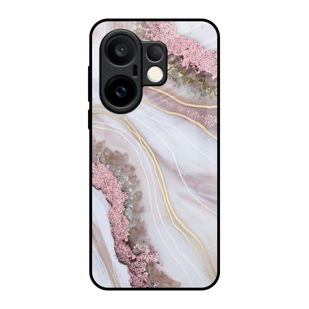 Pink & Gold Gllitter Marble Vivo X200 FE 5G Glass Back Cover Online