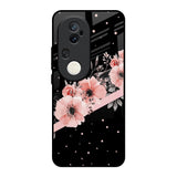 Floral Black Band Vivo T4 Ultra 5G Glass Back Cover Online
