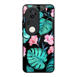 Tropical Leaves & Pink Flowers Vivo T4 Ultra 5G Glass Back Cover Online