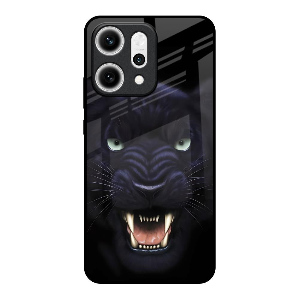 Angry Black Tiger Oppo Reno14 5G Glass Back Cover Online