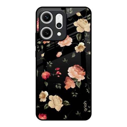Black Spring Floral Oppo Reno14 5G Glass Back Cover Online