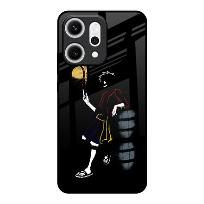 Luffy Line Art Oppo Reno14 5G Glass Back Cover Online