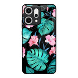 Tropical Leaves & Pink Flowers Oppo Reno14 5G Glass Back Cover Online