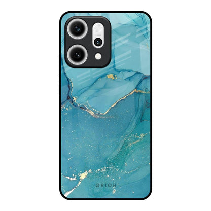 Blue Golden Glitter Oppo Reno14 5G Glass Back Cover Online