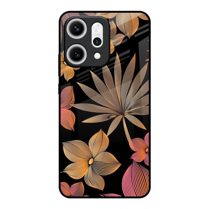 Lines Pattern Flowers Oppo Reno14 5G Glass Back Cover Online