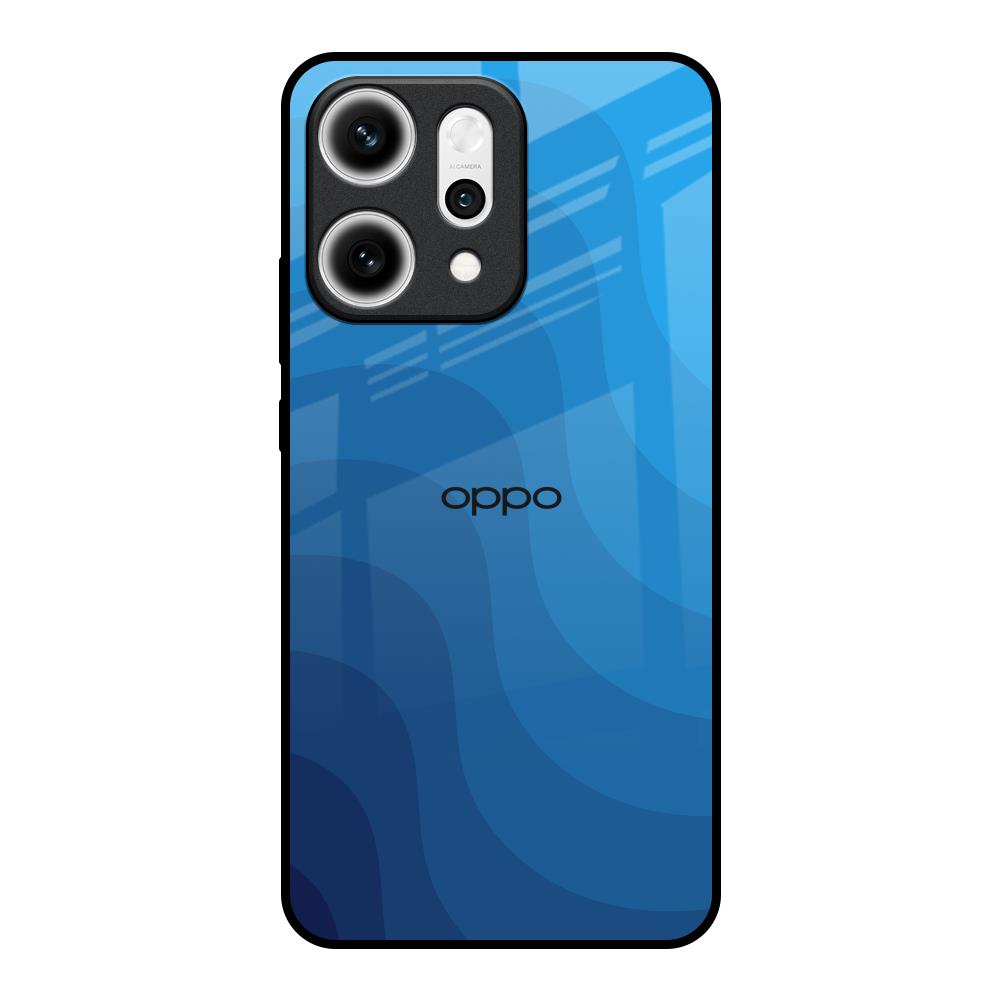 Blue Wave Abstract Oppo Reno14 5G Glass Back Cover Online