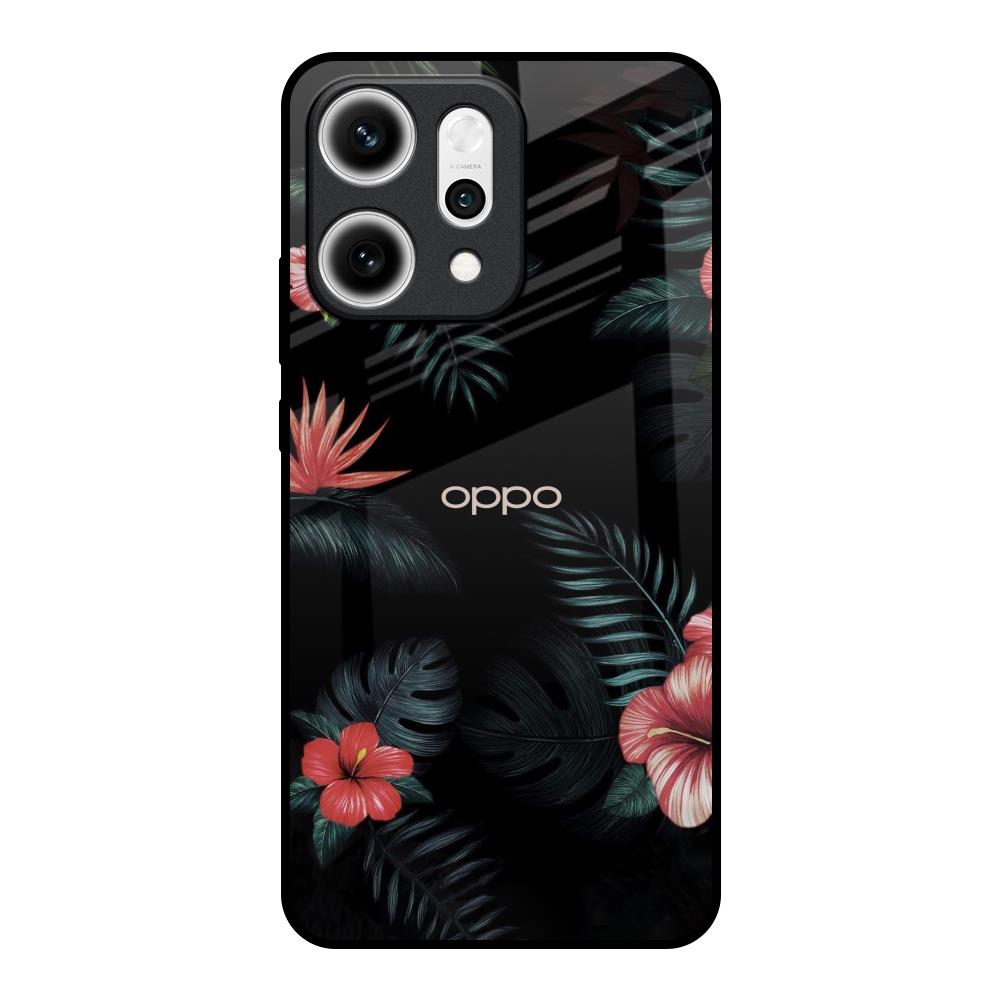 Tropical Art Flower Oppo Reno14 5G Glass Back Cover Online