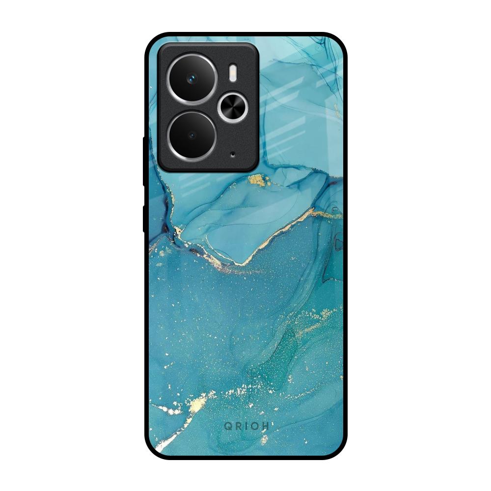 Blue Golden Glitter Realme 14 5G Glass Back Cover Online