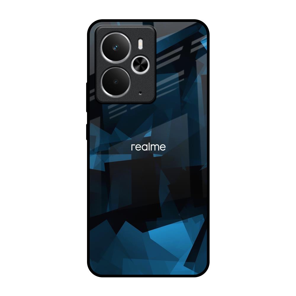 Polygonal Blue Box Realme 14 5G Glass Back Cover Online