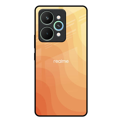 Orange Curve Pattern Realme 15 5G Glass Back Cover Online
