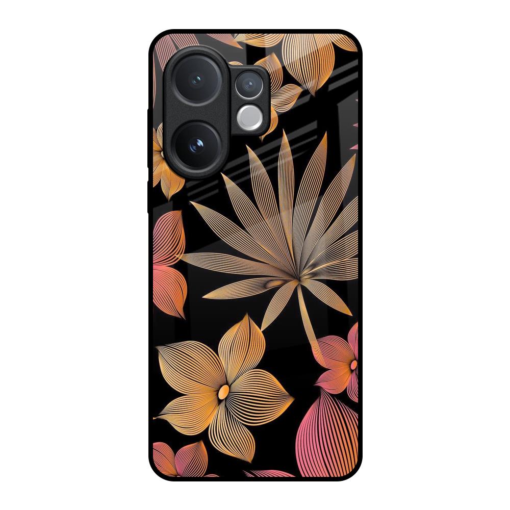 Lines Pattern Flowers Vivo V60 5G Glass Back Cover Online