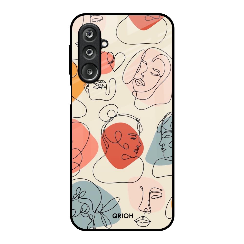 Abstract Faces Samsung Galaxy F36 5G Glass Back Cover Online