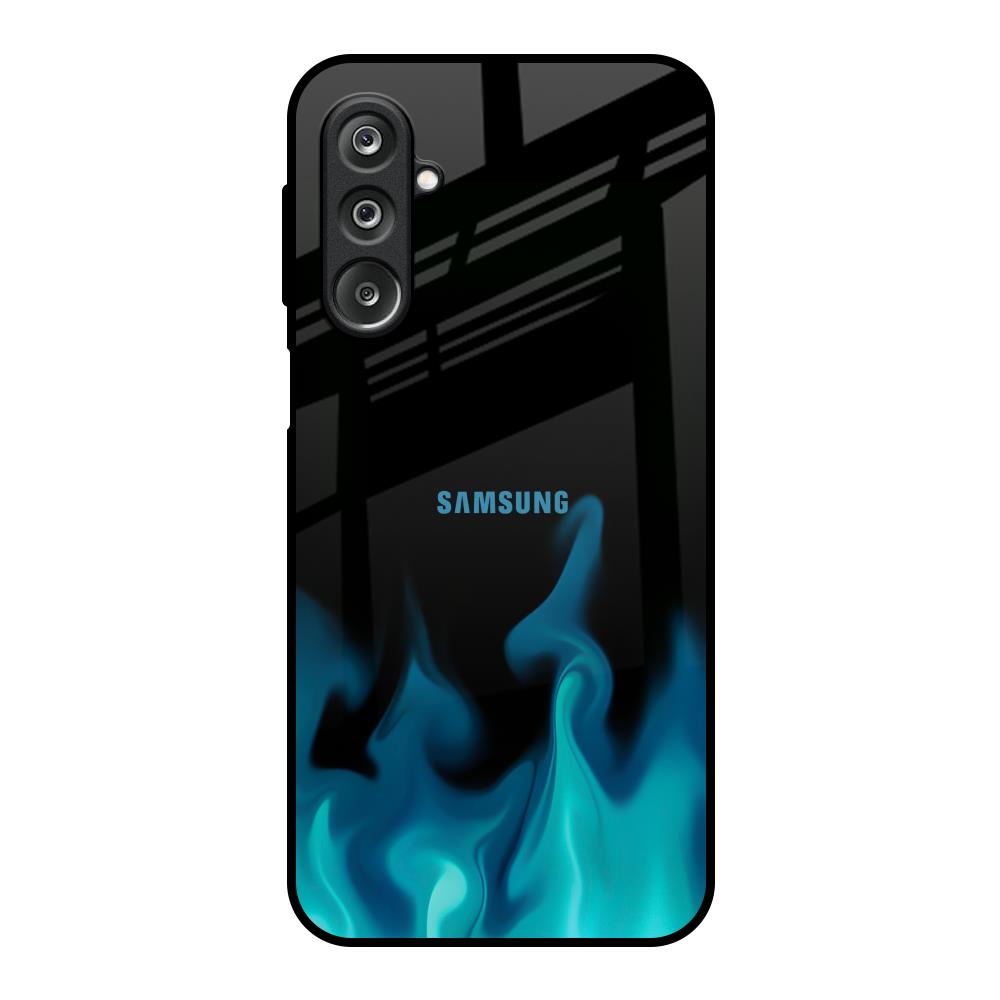 Teal Flames Samsung Galaxy F36 5G Glass Back Cover Online