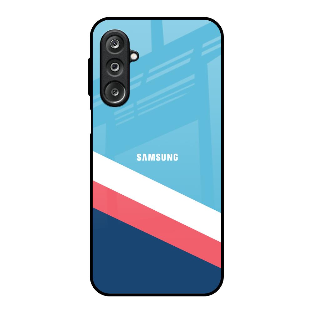 Pink & White Stripes Samsung Galaxy F36 5G Glass Back Cover Online
