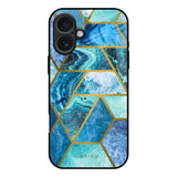 Turquoise Geometrical Marble iPhone 17 Glass Back Cover Online