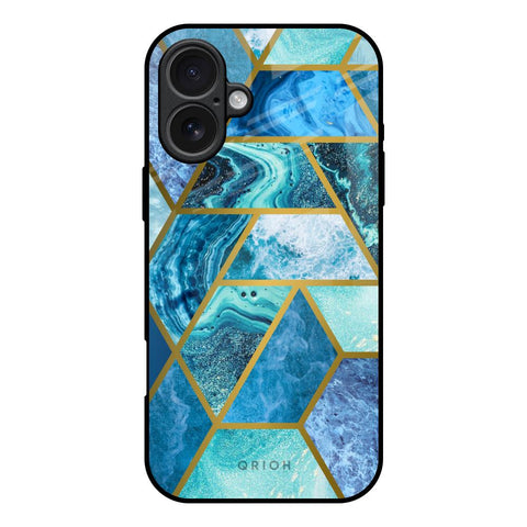 Turquoise Geometrical Marble iPhone 17 Glass Back Cover Online