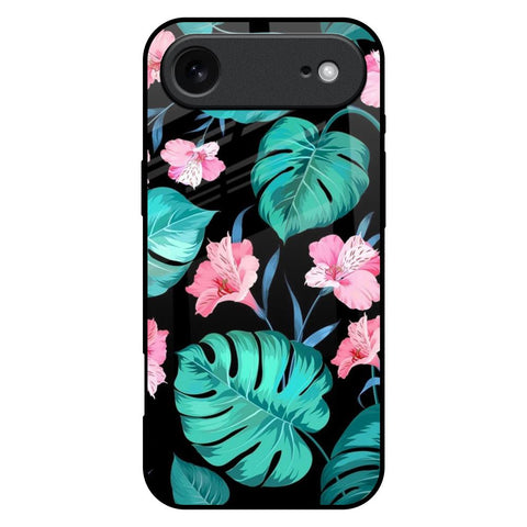 Tropical Leaves & Pink Flowers iPhone 17 Air Glass Back Cover Online